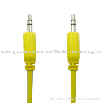 Audio Cable, Molding, Nickel-plated, Half-shiny, Half Matte, 3.5SP Male-to-male